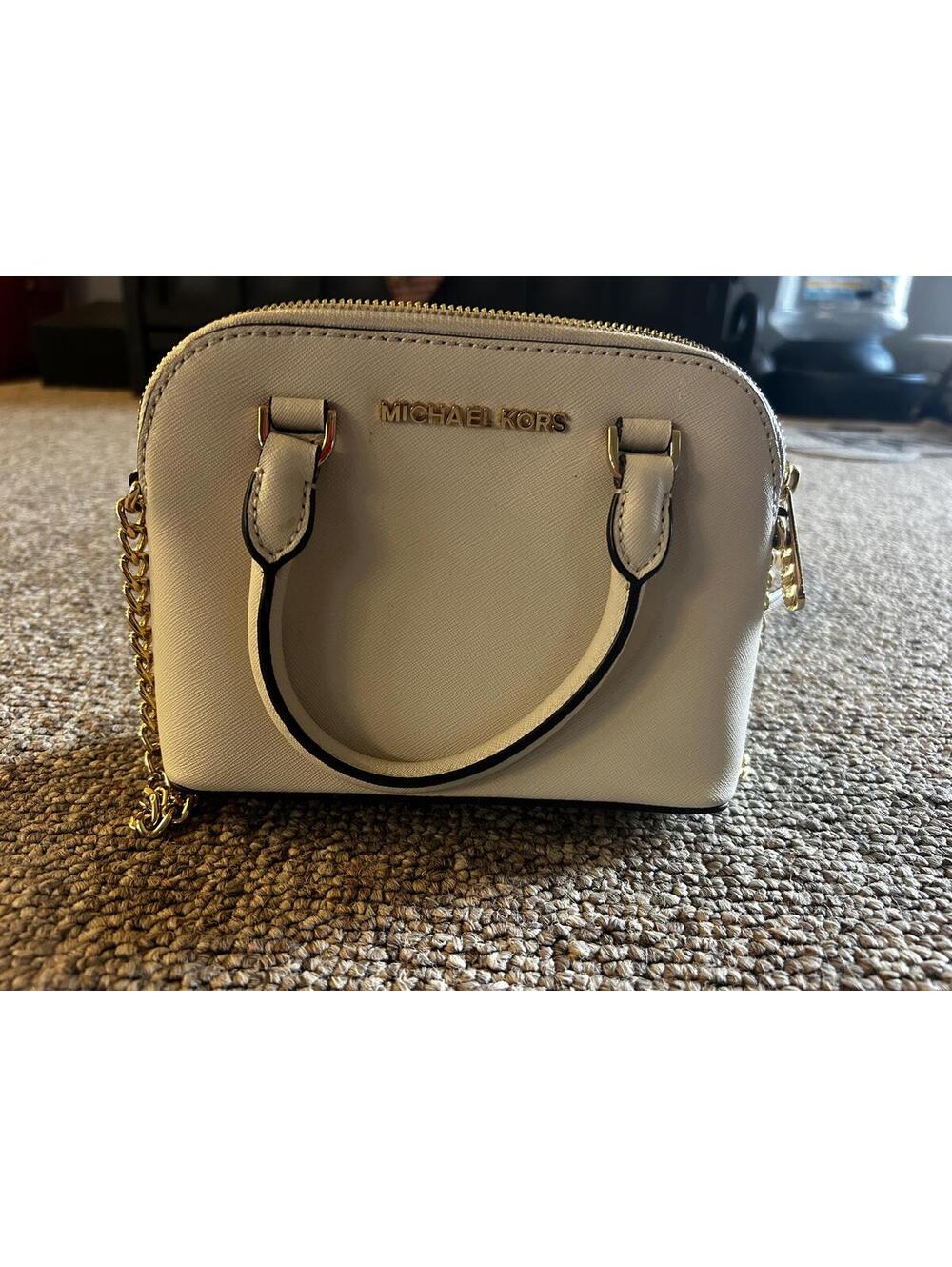 PRICE DROPPED!! Michael Kors Beige Crossbody Bag with Gold Chain Accent